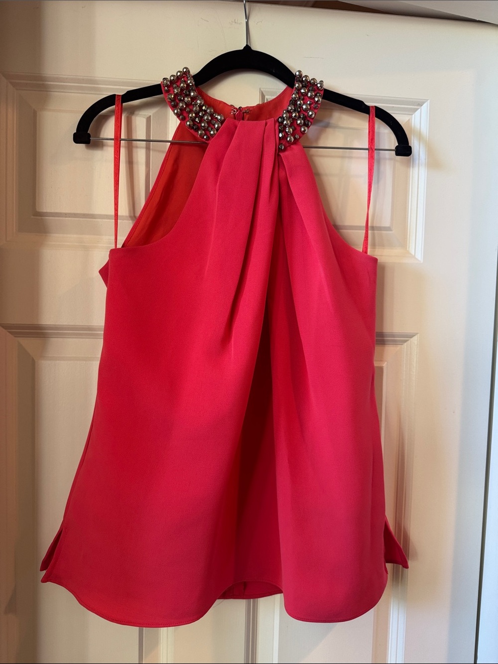 Eliza J Jeweled Halter Blouse - Hot Pink